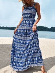 Perfee Printed Square Neck Sleeveless Maxi Dress.