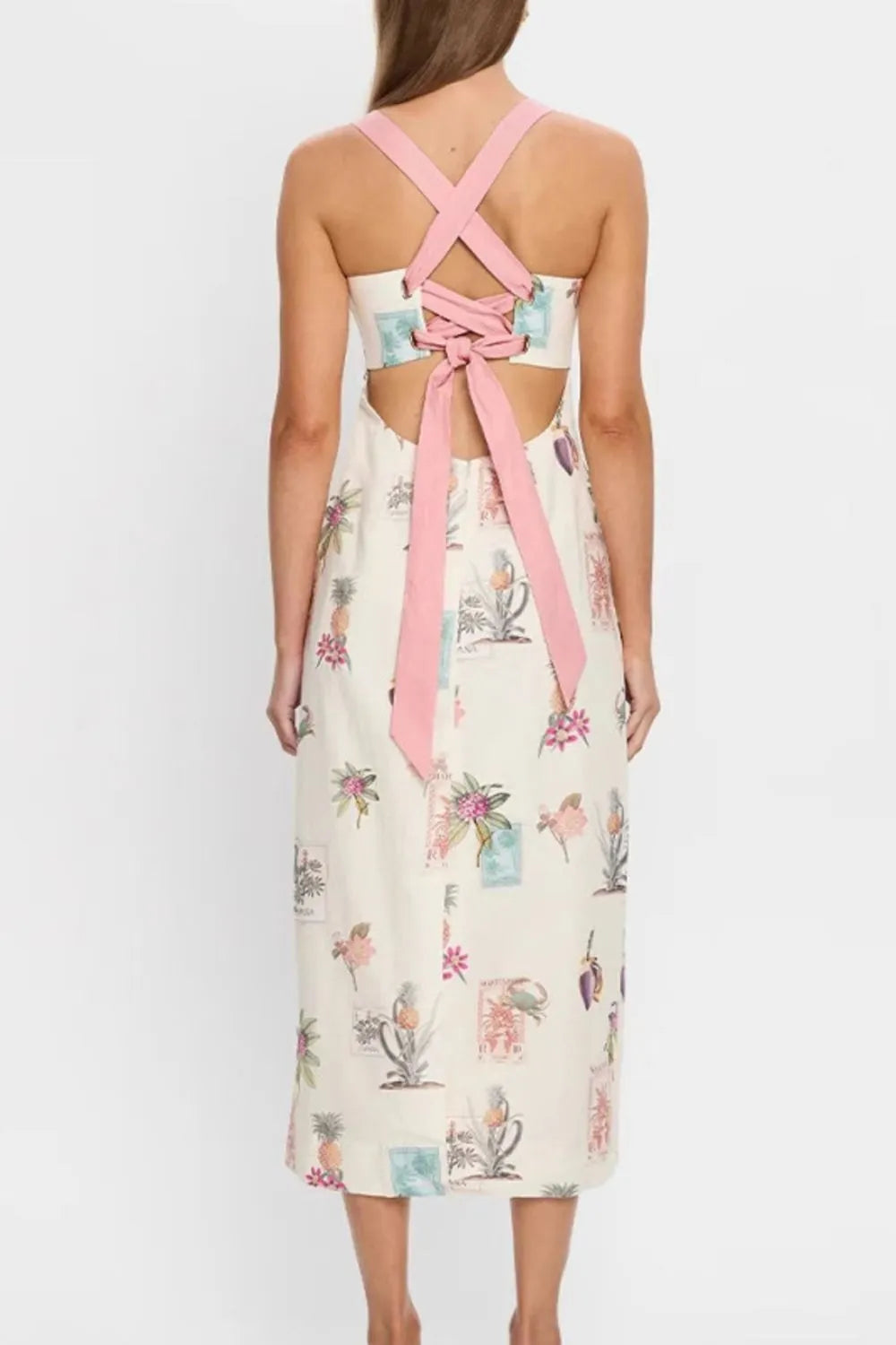 Printed Square Neck Summer Midi Dress.