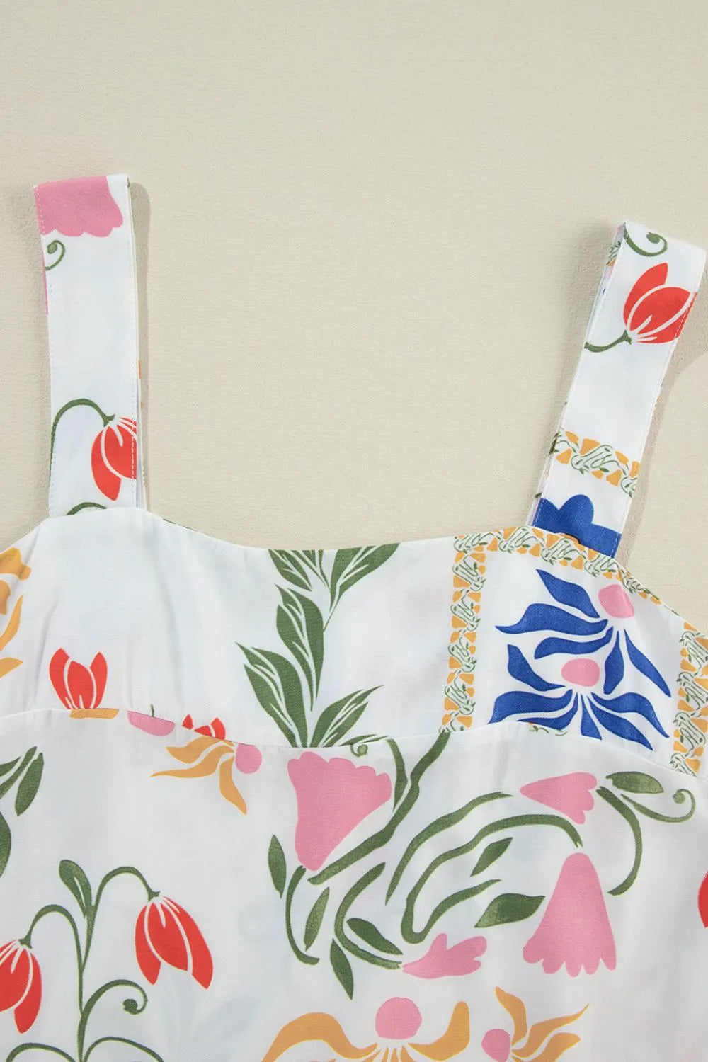 Printed Square Neck Top and Pants Set.