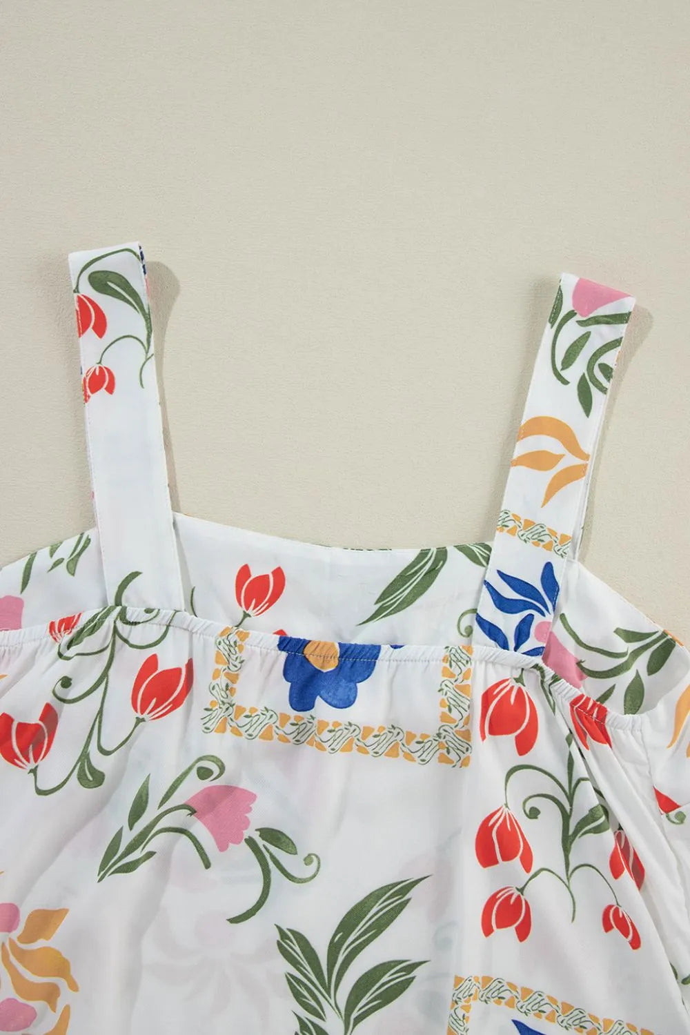 Printed Square Neck Top and Pants Set.
