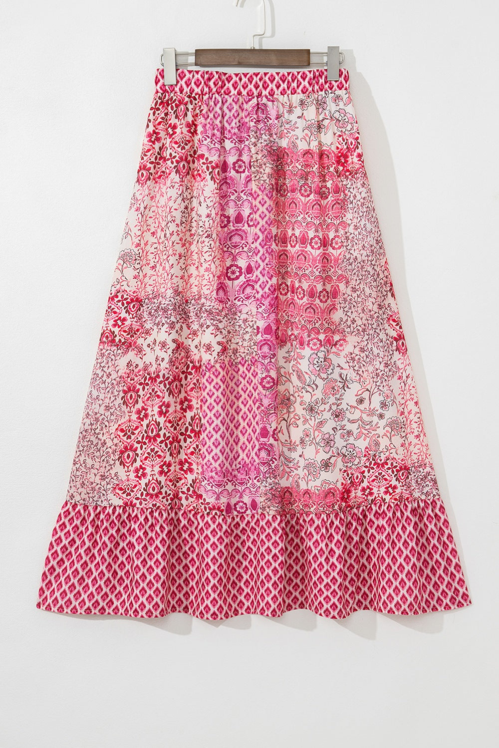 Printed Tassel Drawstring High Waist Maxi Skirt.