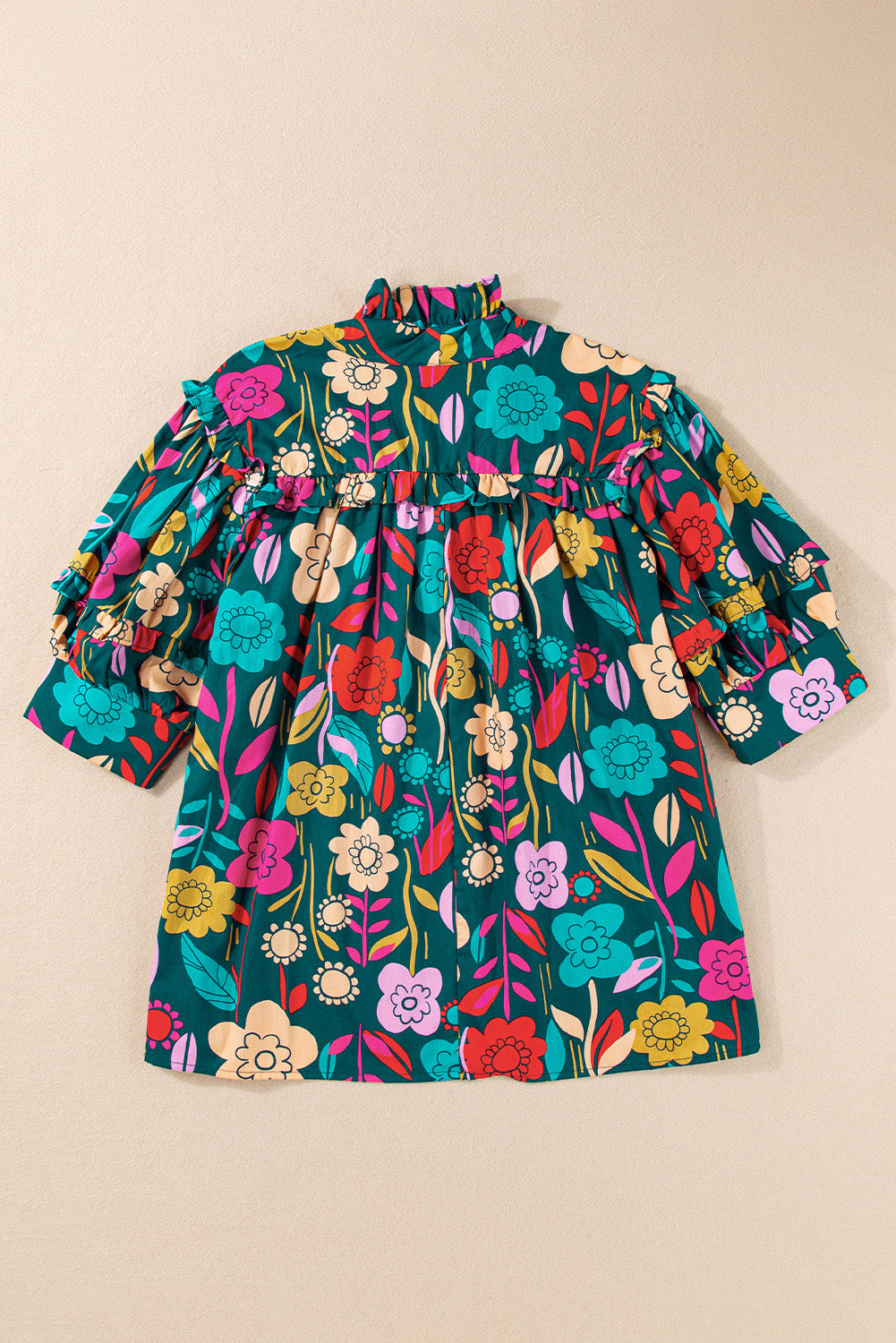 Printed Tie Neck Half Sleeve Blouse with Tied.