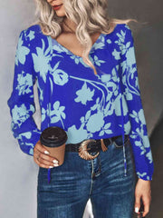 Printed Tie Neck Long Sleeve Blouse.