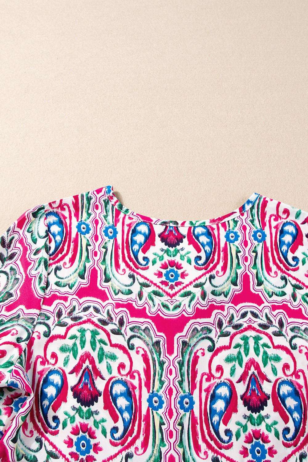Printed Tie Neck Short Sleeve Dress.