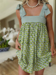 Printed Tie Shoulder Mini Cami Dress.