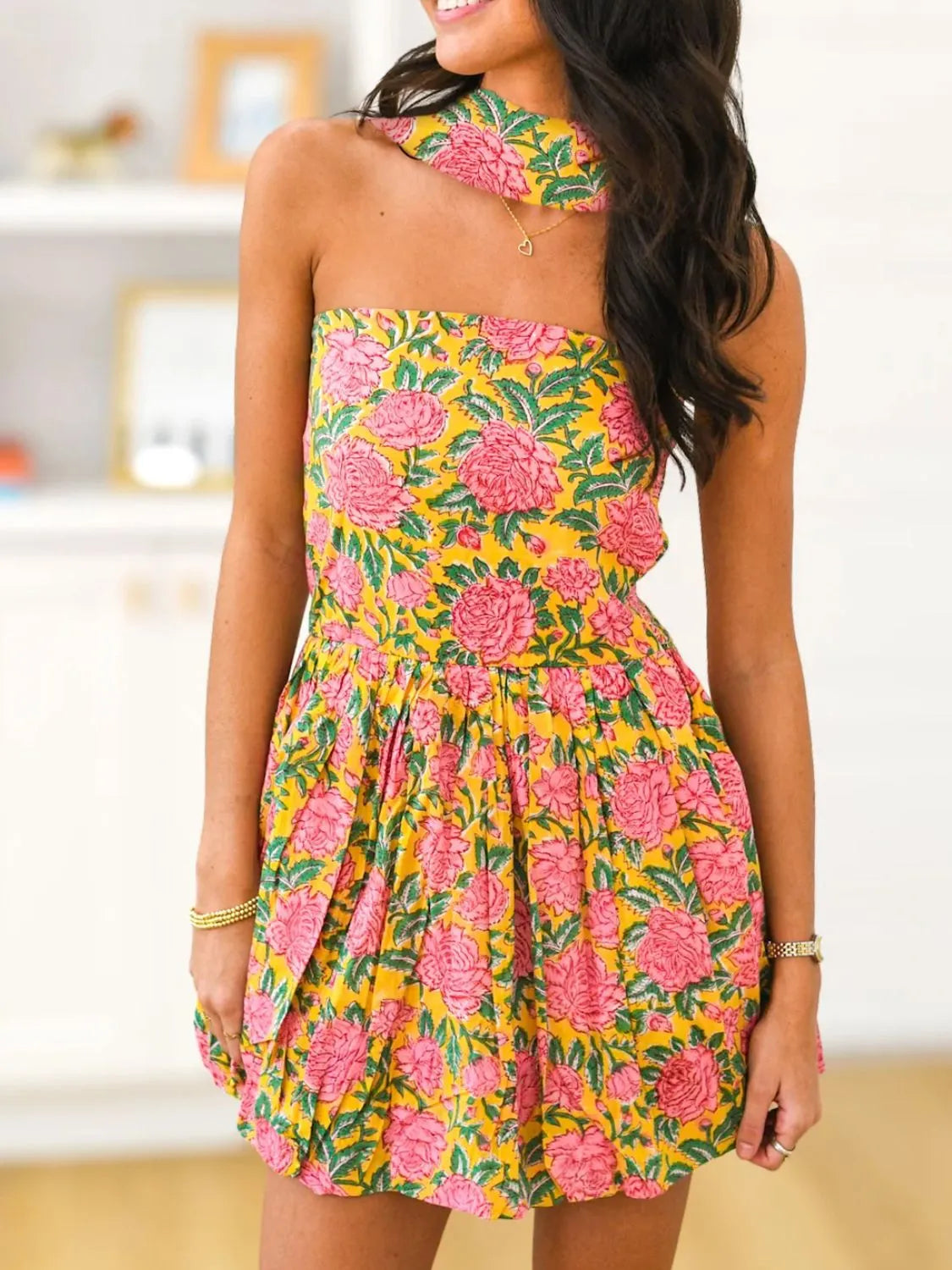 Printed Tube Mini Dress.