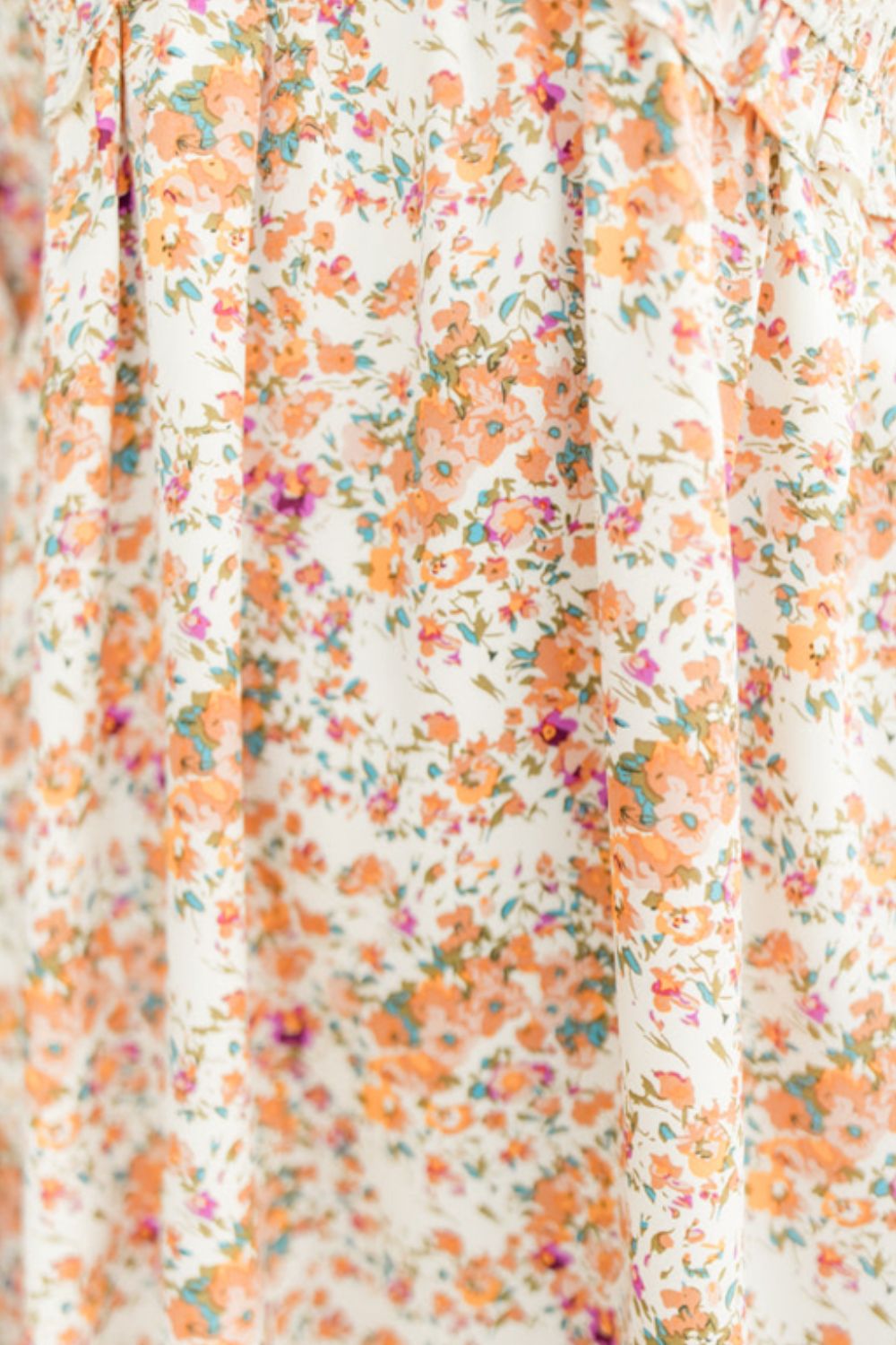 Printed V-Neck Balloon Sleeve Mini Dress.