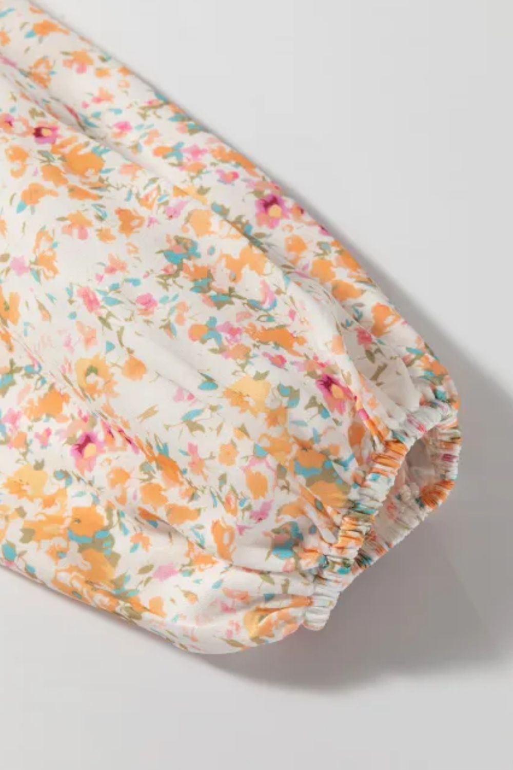 Printed V-Neck Balloon Sleeve Mini Dress.