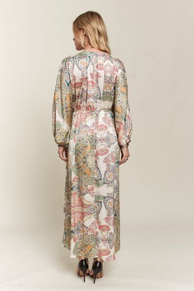 Adora Printed V-Neck Batwing Sleeve Dress.