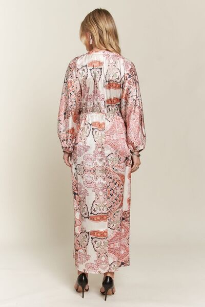 Adora Printed V-Neck Batwing Sleeve Dress.