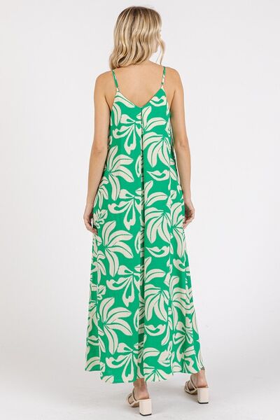 Mittoshop Printed V-Neck Maxi Cami Dress with Pockets.