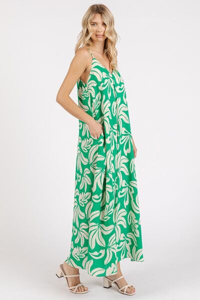 Mittoshop Printed V-Neck Maxi Cami Dress with Pockets.