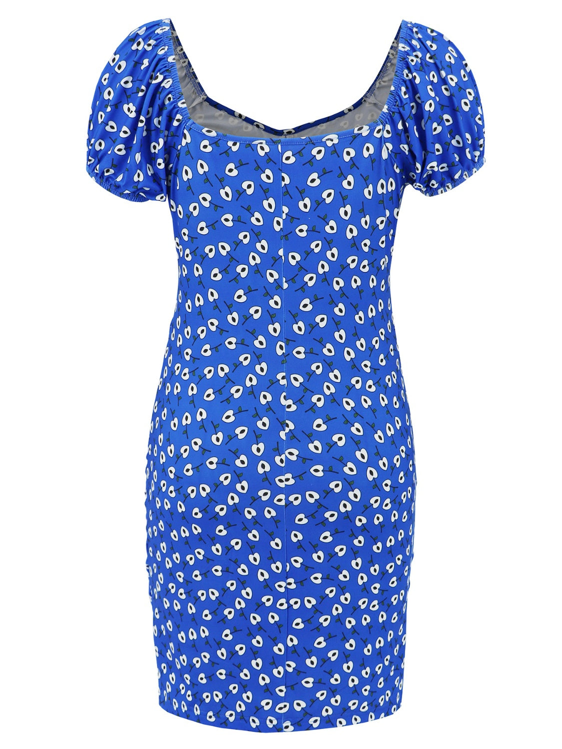 Printed V-Neck Short Sleeve Mini Dress.