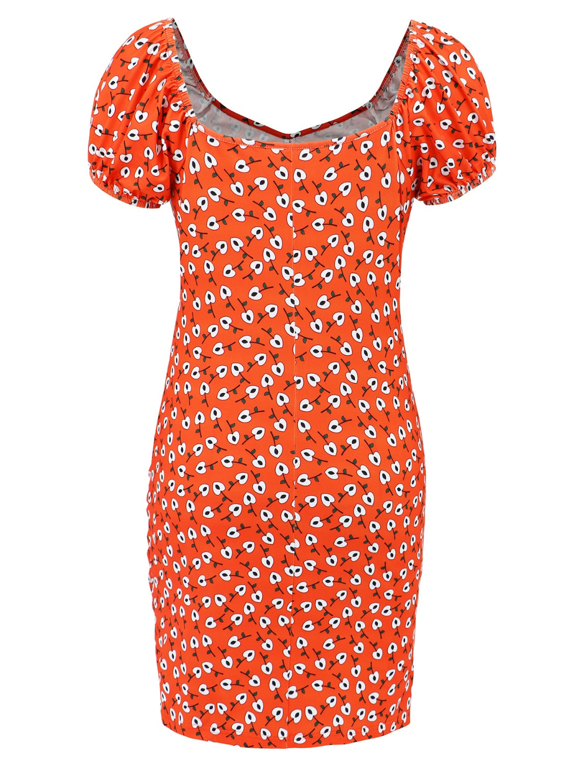 Printed V-Neck Short Sleeve Mini Dress.