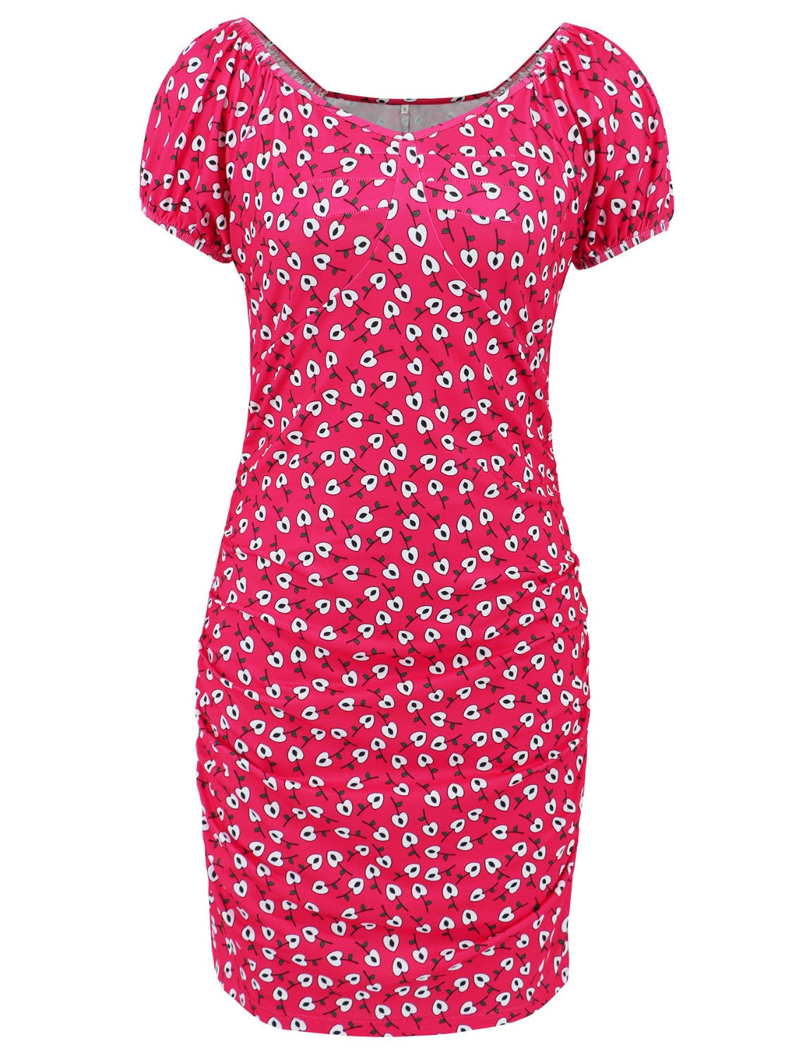 Printed V-Neck Short Sleeve Mini Dress.