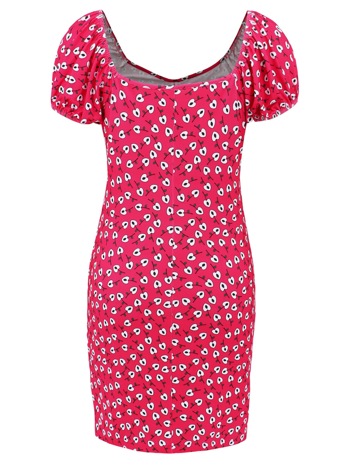 Printed V-Neck Short Sleeve Mini Dress.