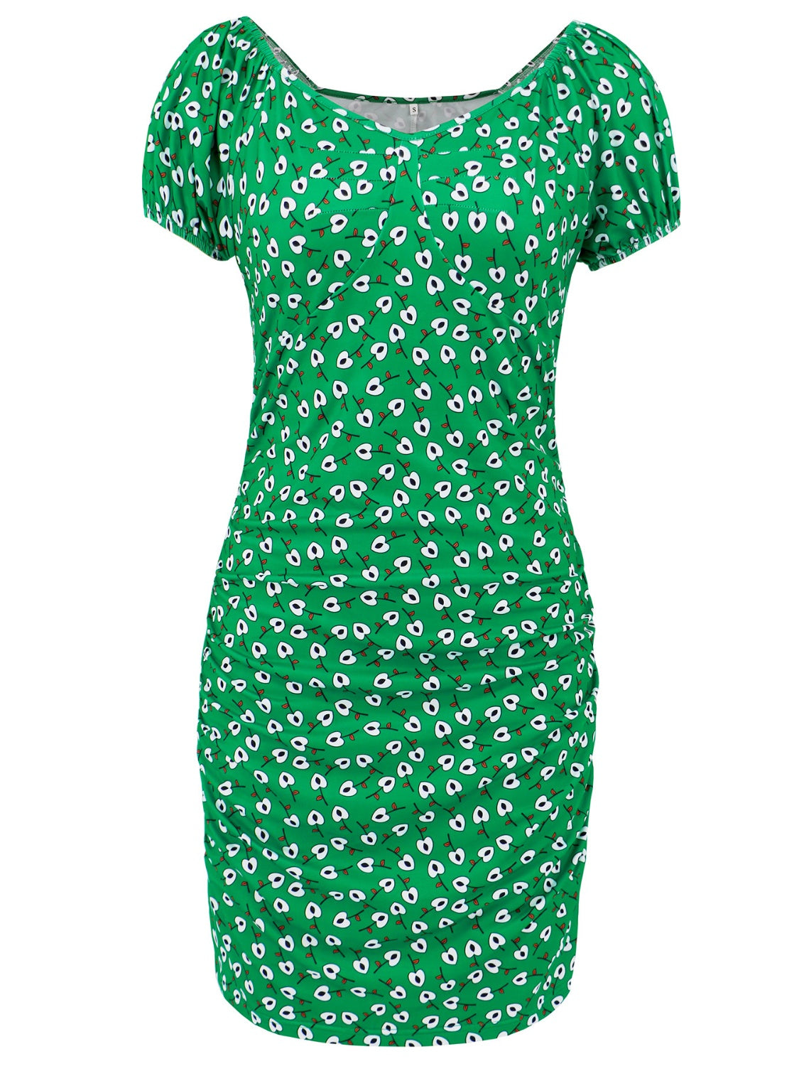 Printed V-Neck Short Sleeve Mini Dress.