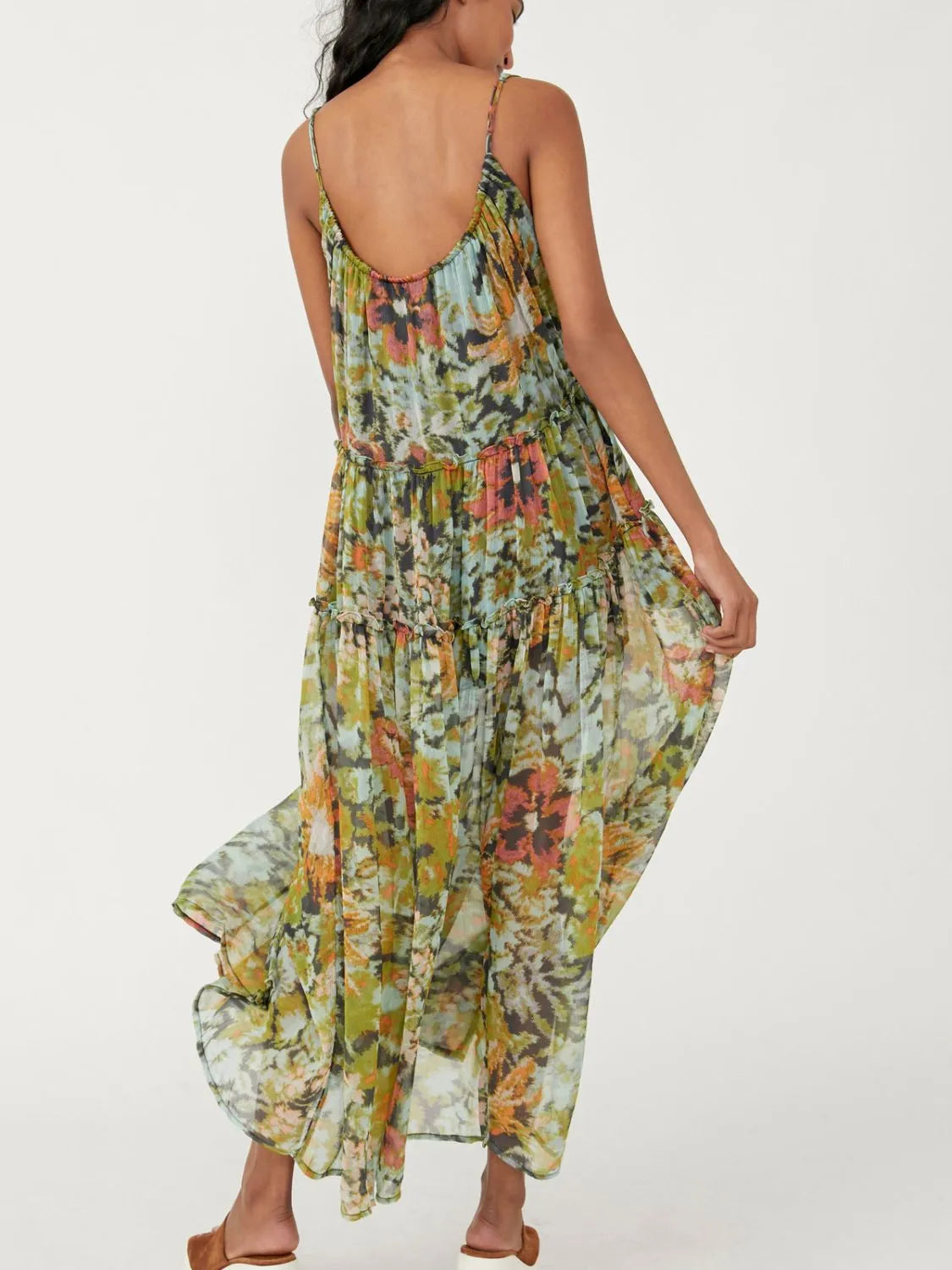 Floral Print Round Neck Long Sleeve Mini Dress.
