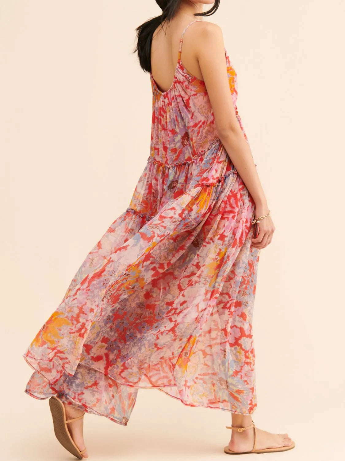 Floral Print Midi Dress with Tie Front.