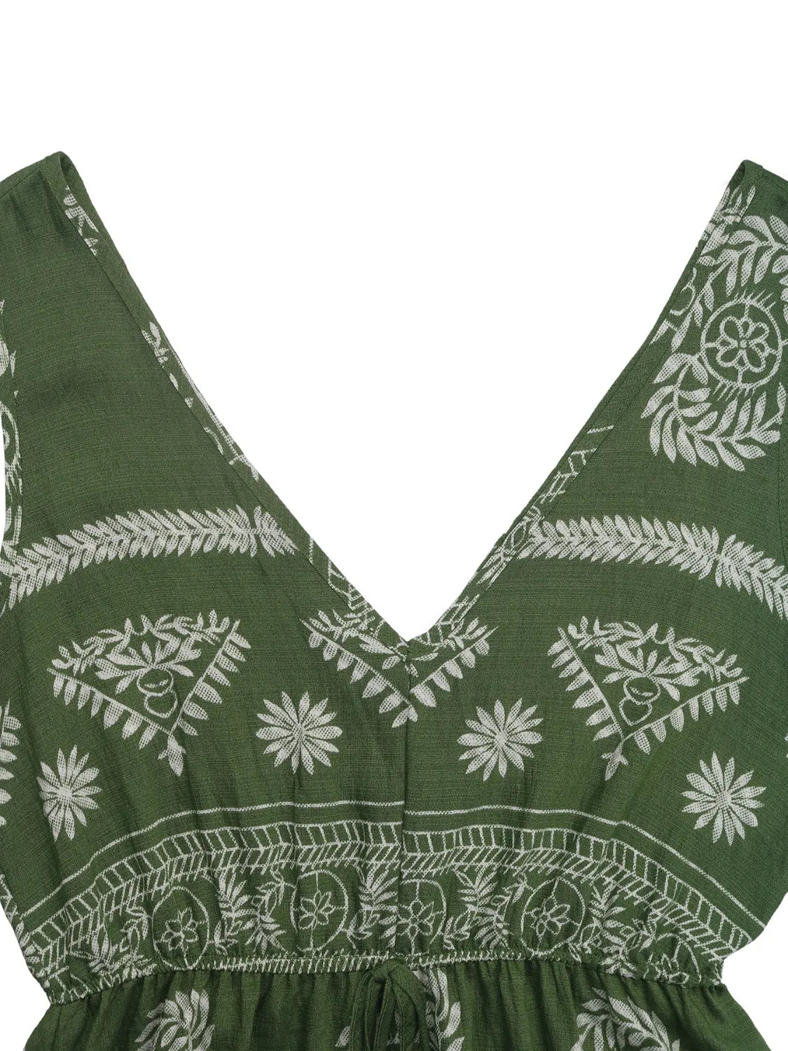 Printed V-Neck Sleeveless Dress.