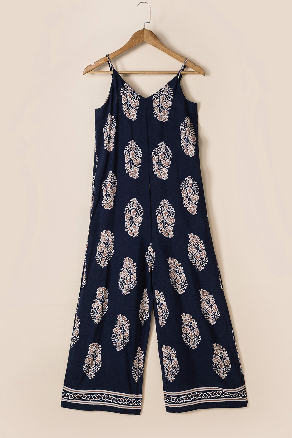 Printed V-Neck Sleeveless Jumpsuit.