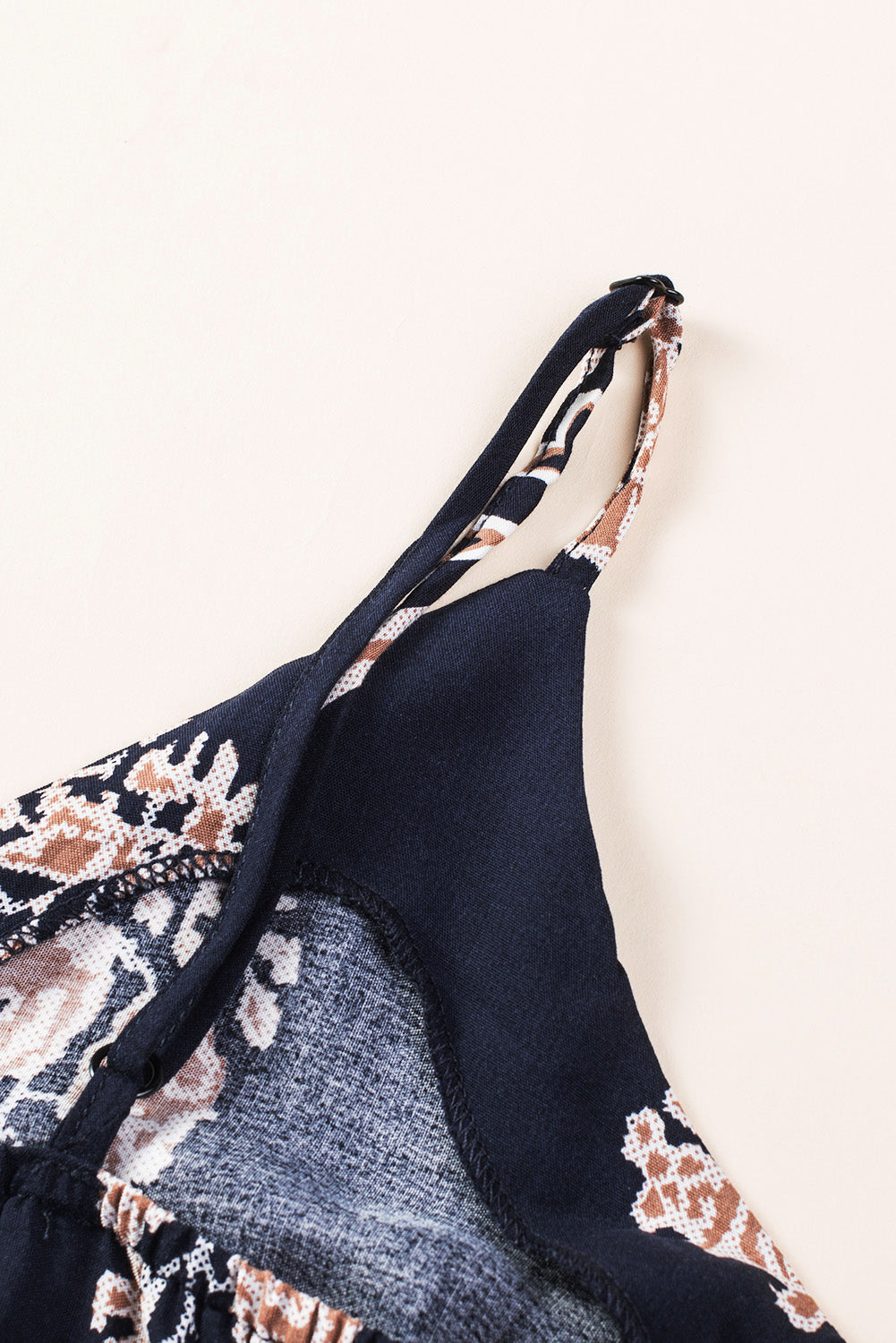 Printed V-Neck Sleeveless Jumpsuit.