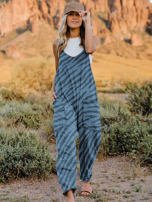 Spaghetti Strap Wide Leg Jumpsuit with Ruched.