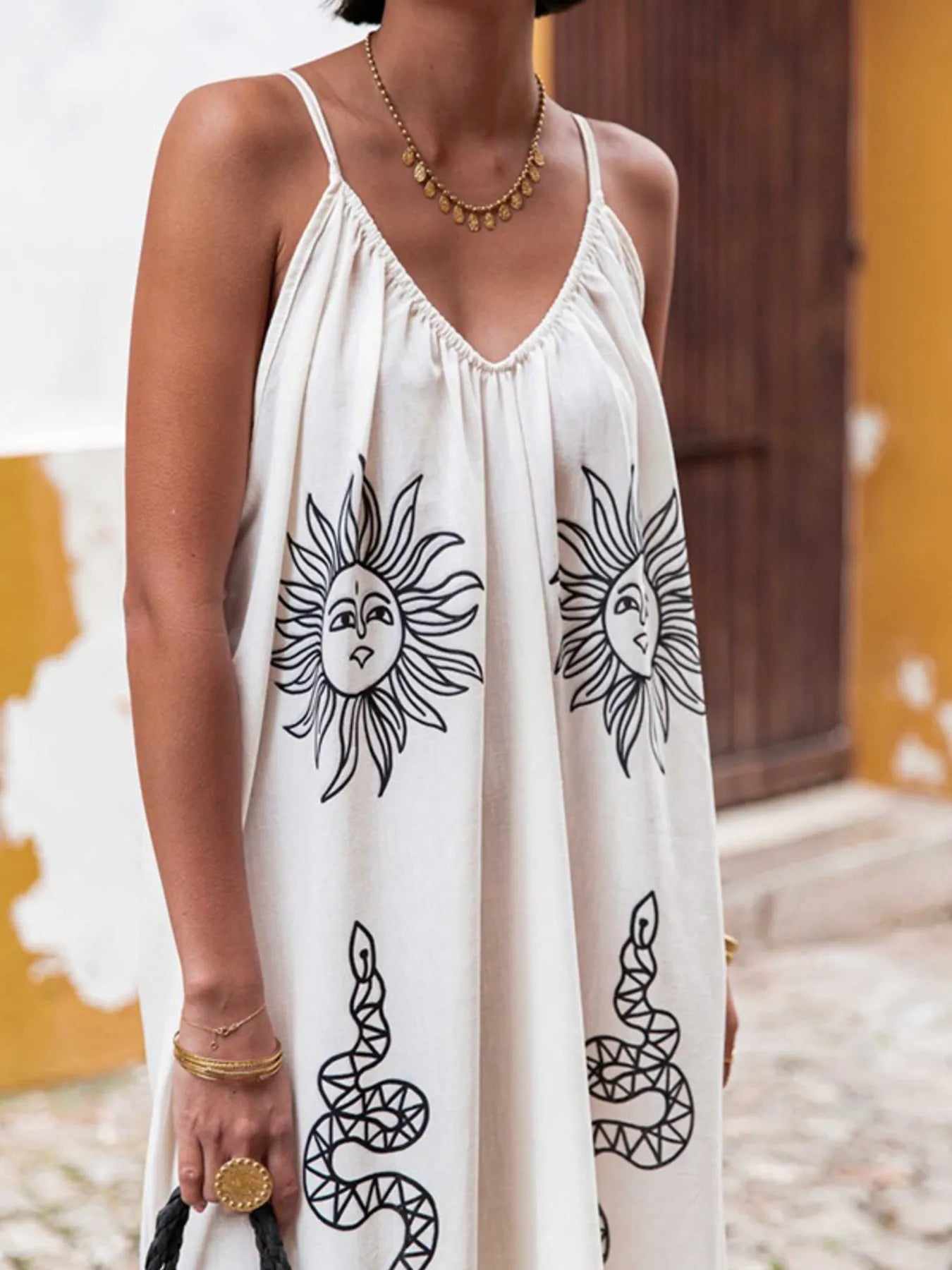 Printed V-neck Summer Maxi Dress