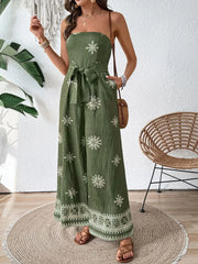Textured Button Front Wide Leg Cap Sleeve Jumpsuit.