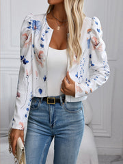 Printed zip up long sleeve jacket.