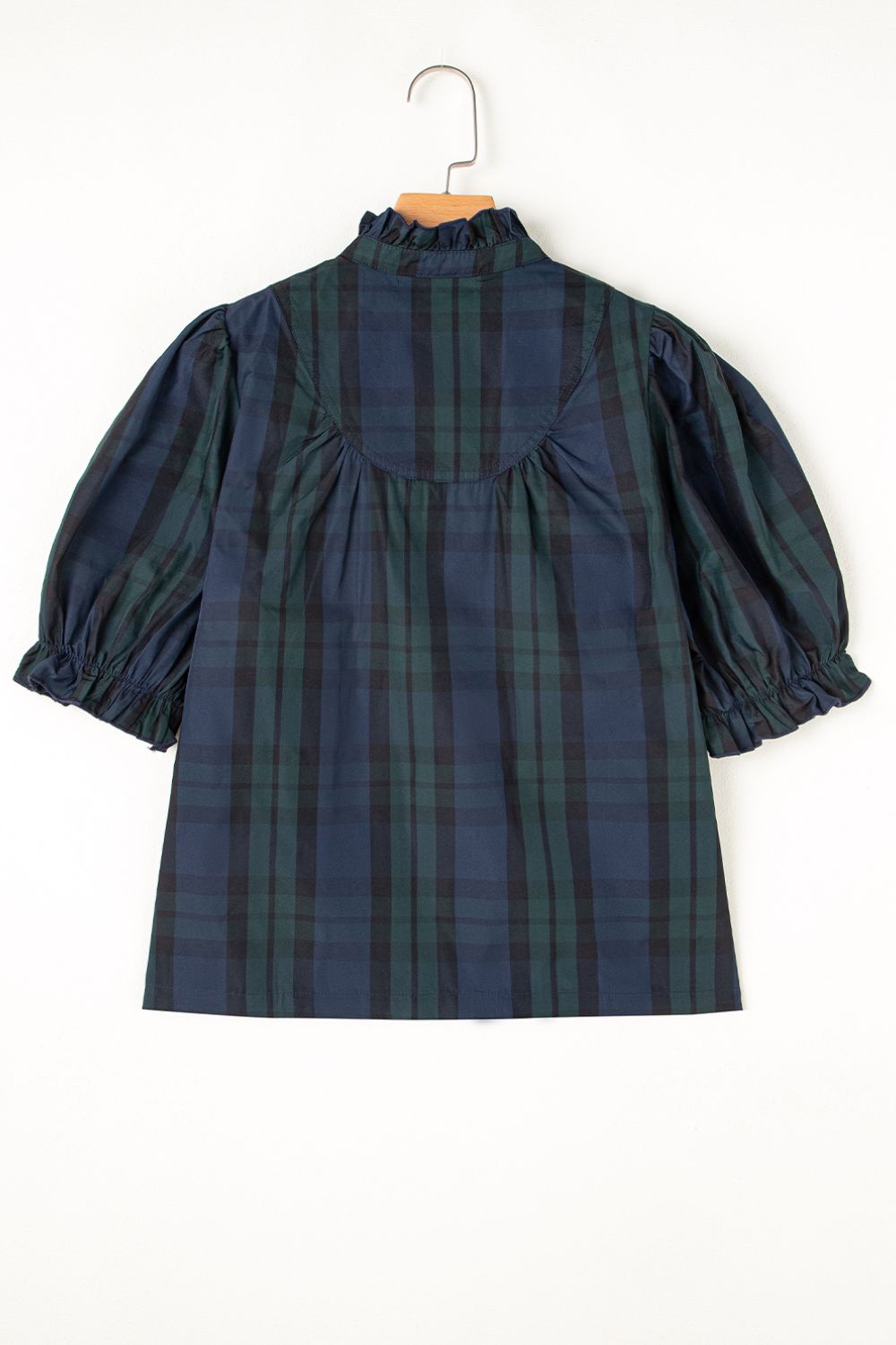Puff Sleeve Frilled Trim Elegant Blouse with Buttoned.