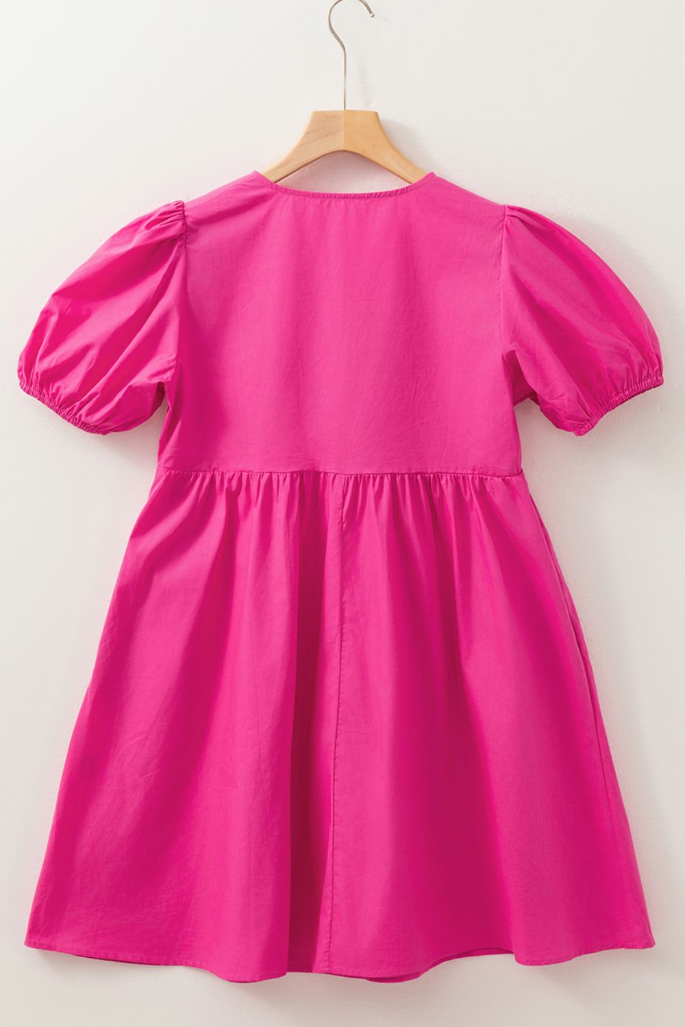 Puff Sleeve Tie Front High Waist Mini Dress.