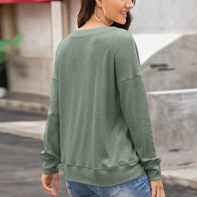 Ivy Lane Quarter Button Dropped Shoulder Blouse.