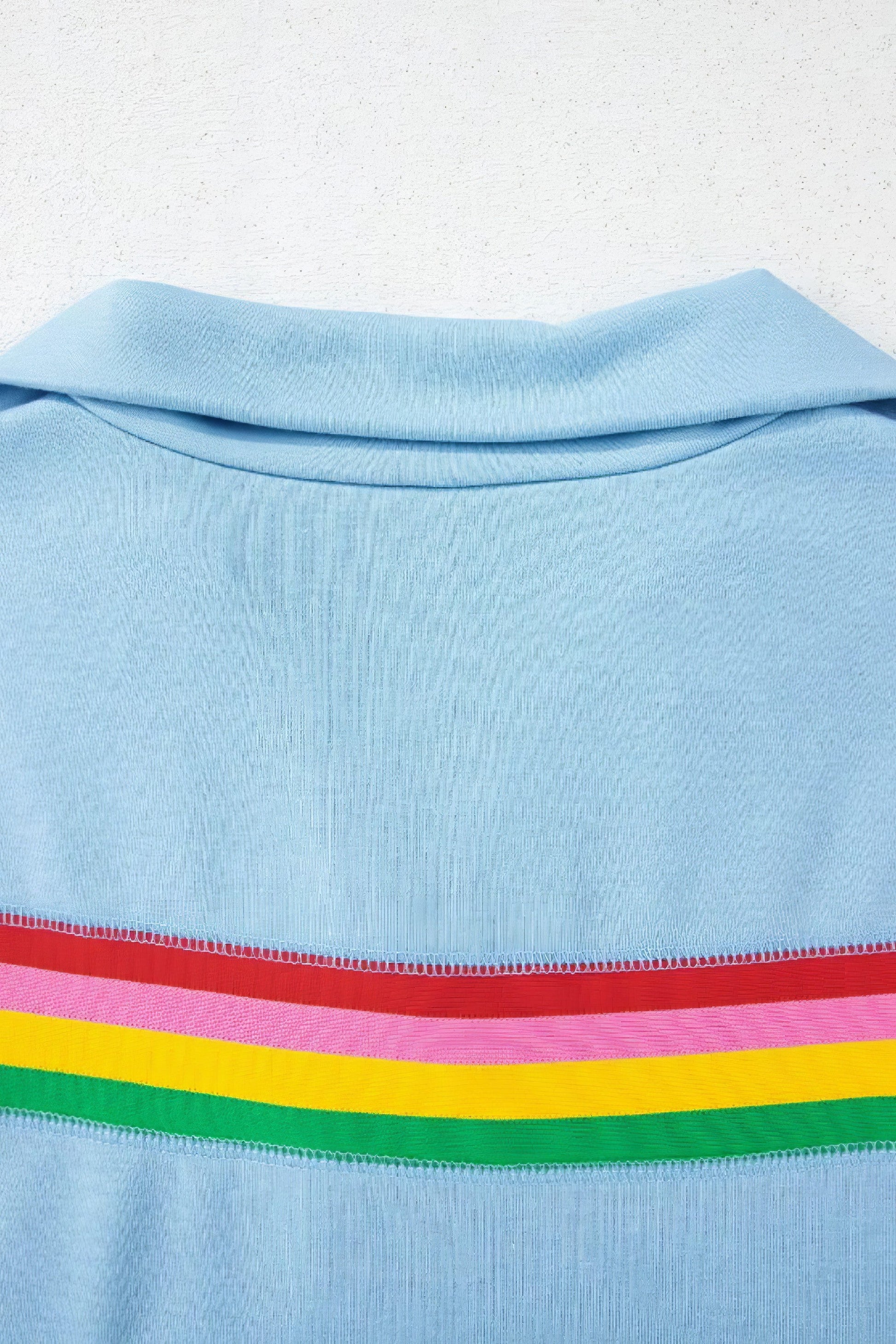 Women's rainbow collared short sleeve top and shorts two-piece set
