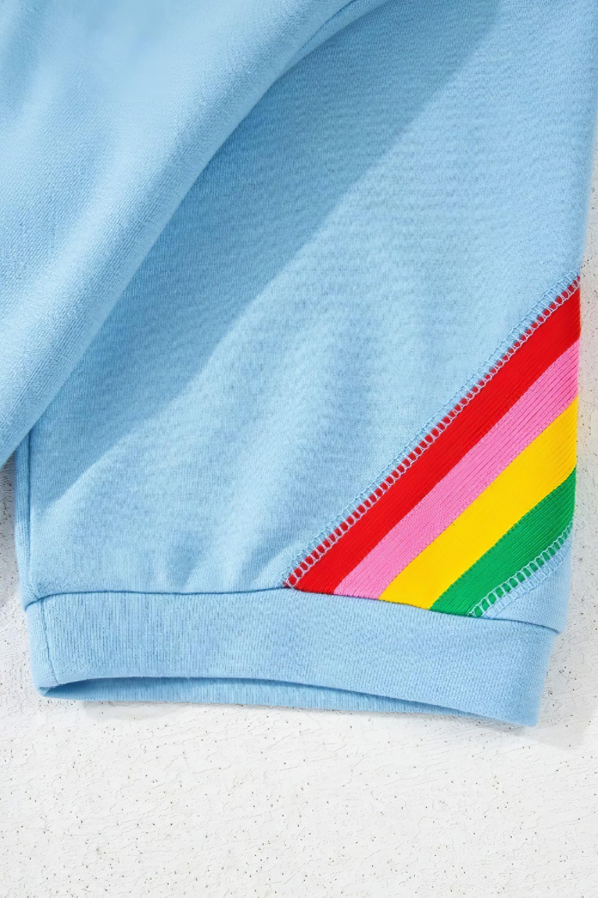 Women's rainbow collared short sleeve top and shorts two-piece set