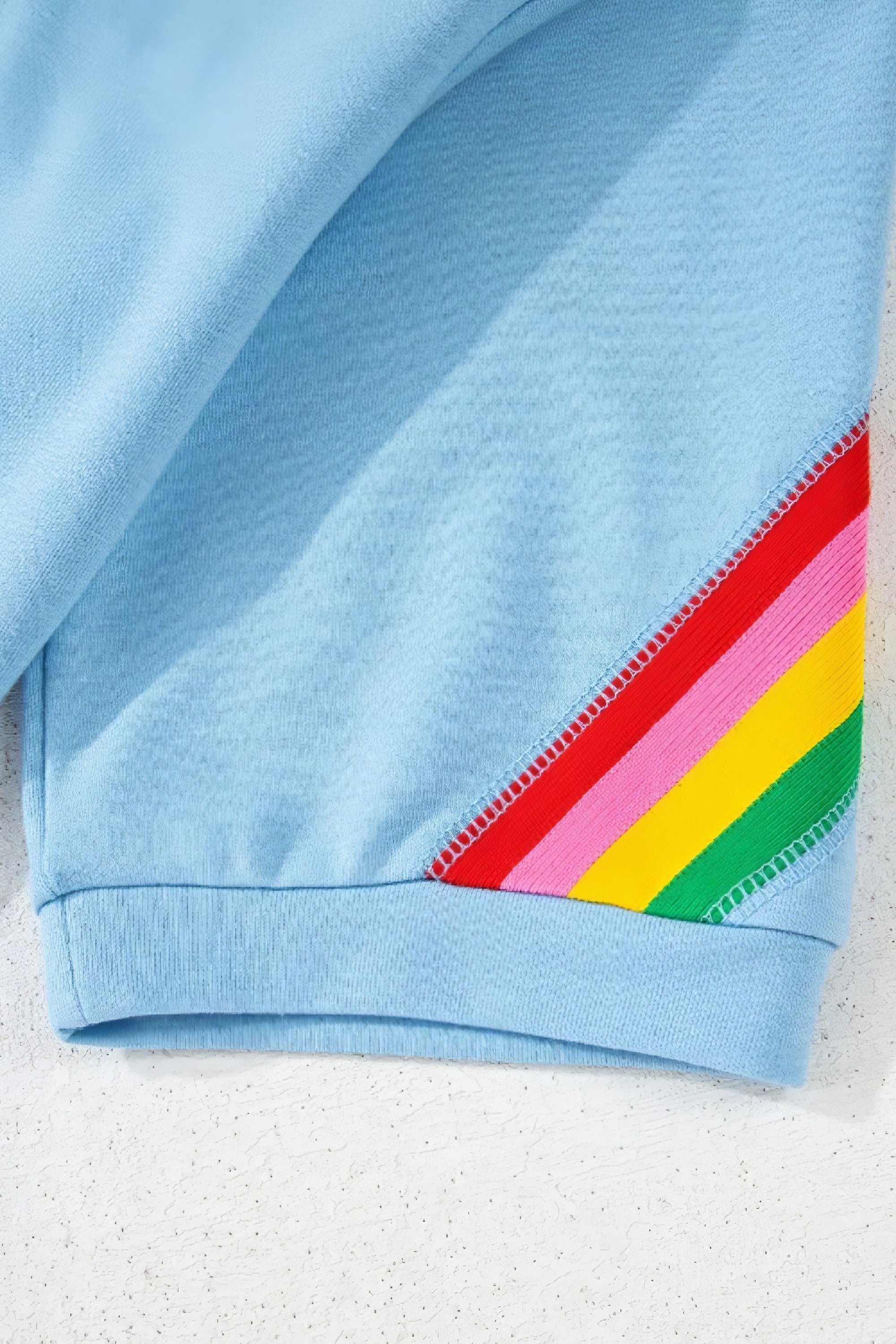 Women's rainbow collared short sleeve top and shorts two-piece set