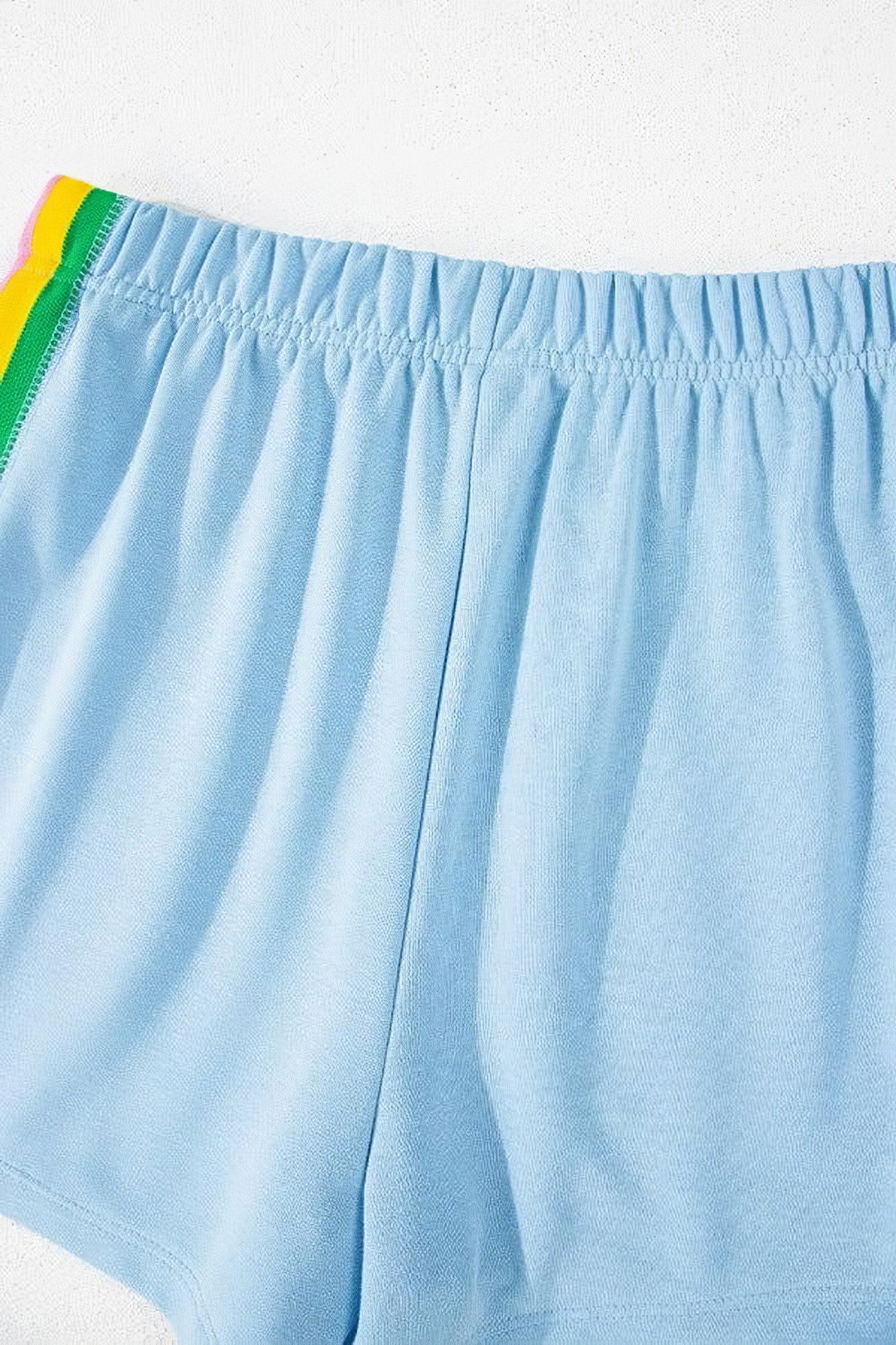 Women's rainbow collared short sleeve top and shorts two-piece set