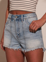 Frill drawstring shorts with pockets.