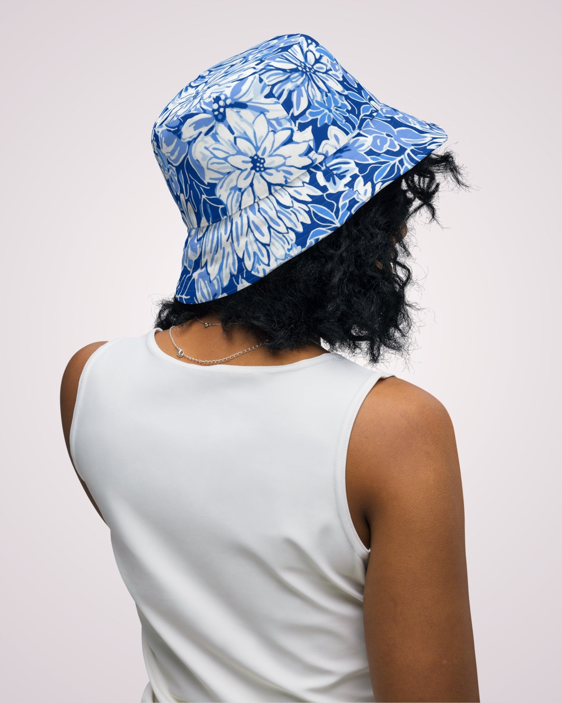 Reversible Bucket Hat - Blue Floral V