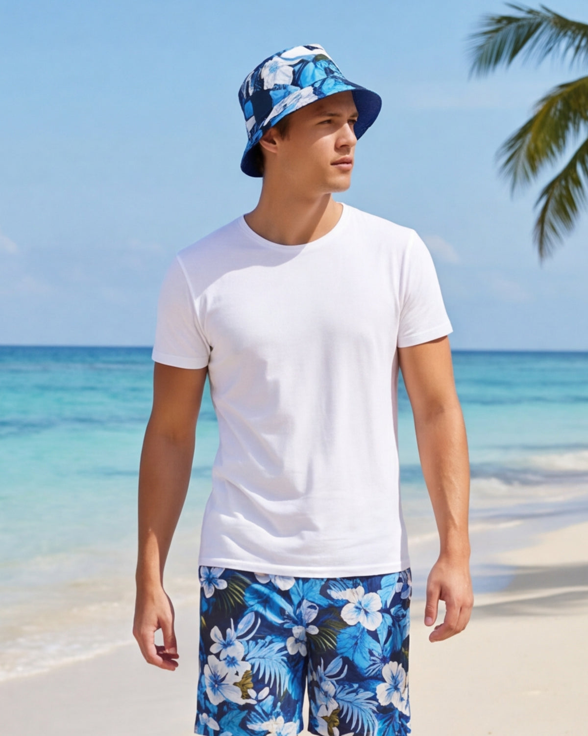 Reversible Bucket Hat - Blue Hawaiian