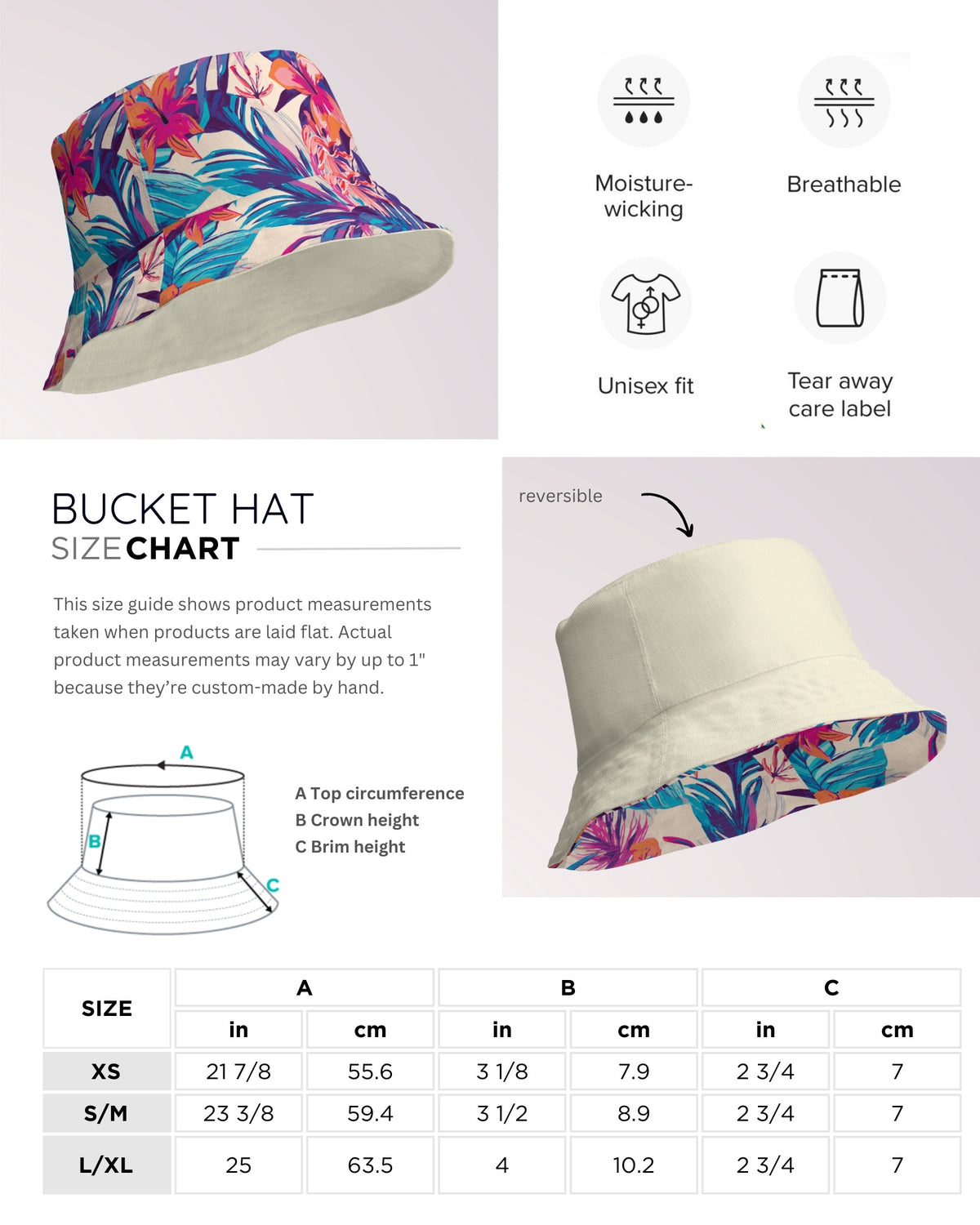 Reversible Bucket Hat - Hawaiian Tropix VIII