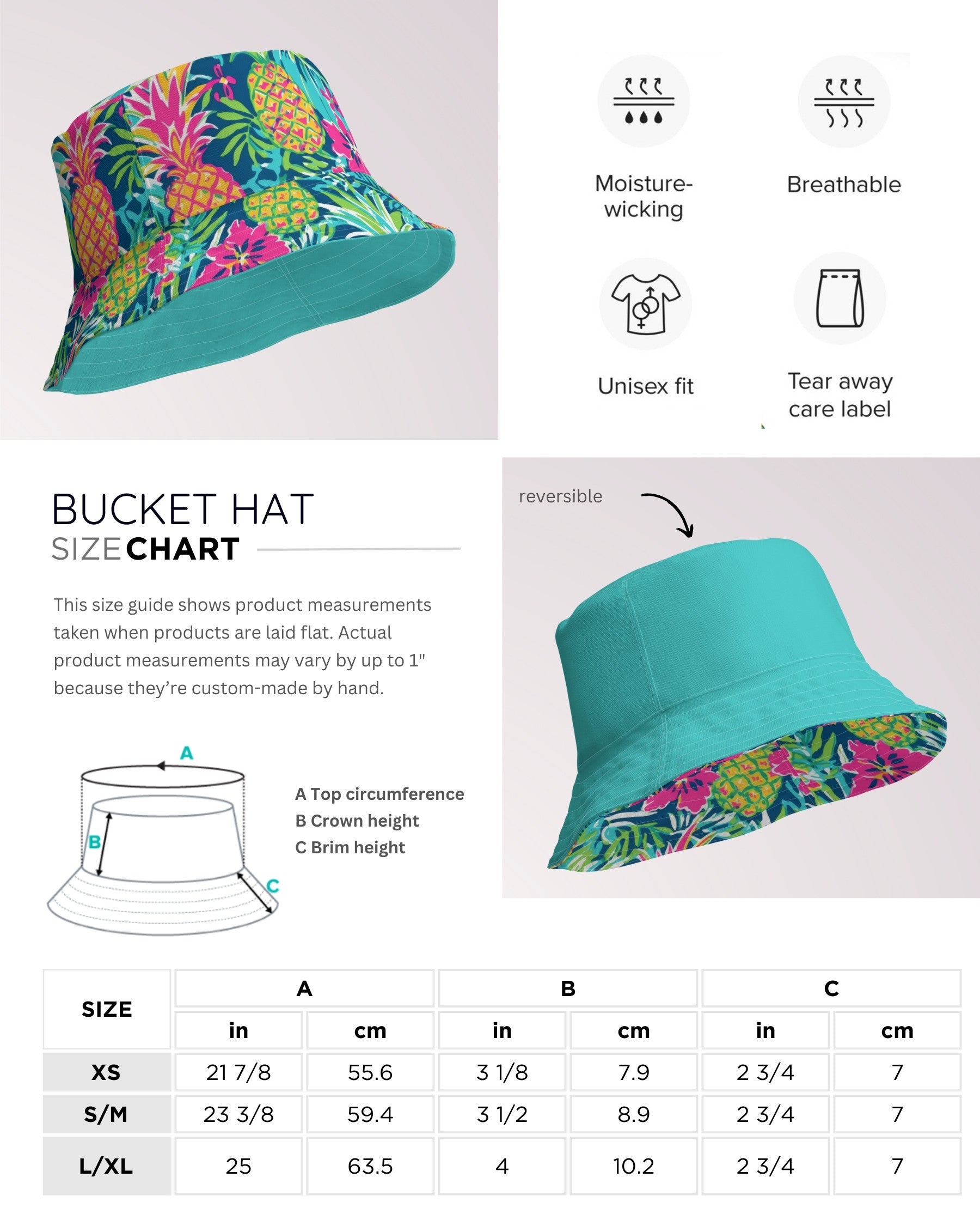 Reversible Bucket Hat - Pineapples VI