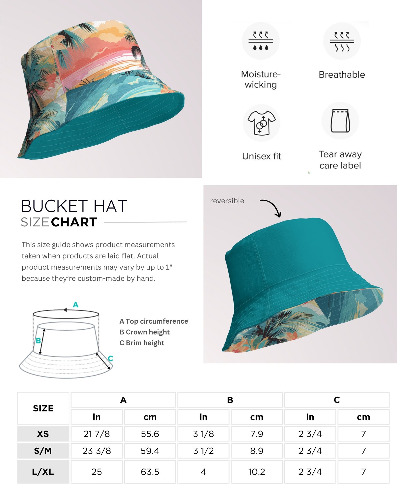 Reversible Bucket Hat - Tropical Beach V