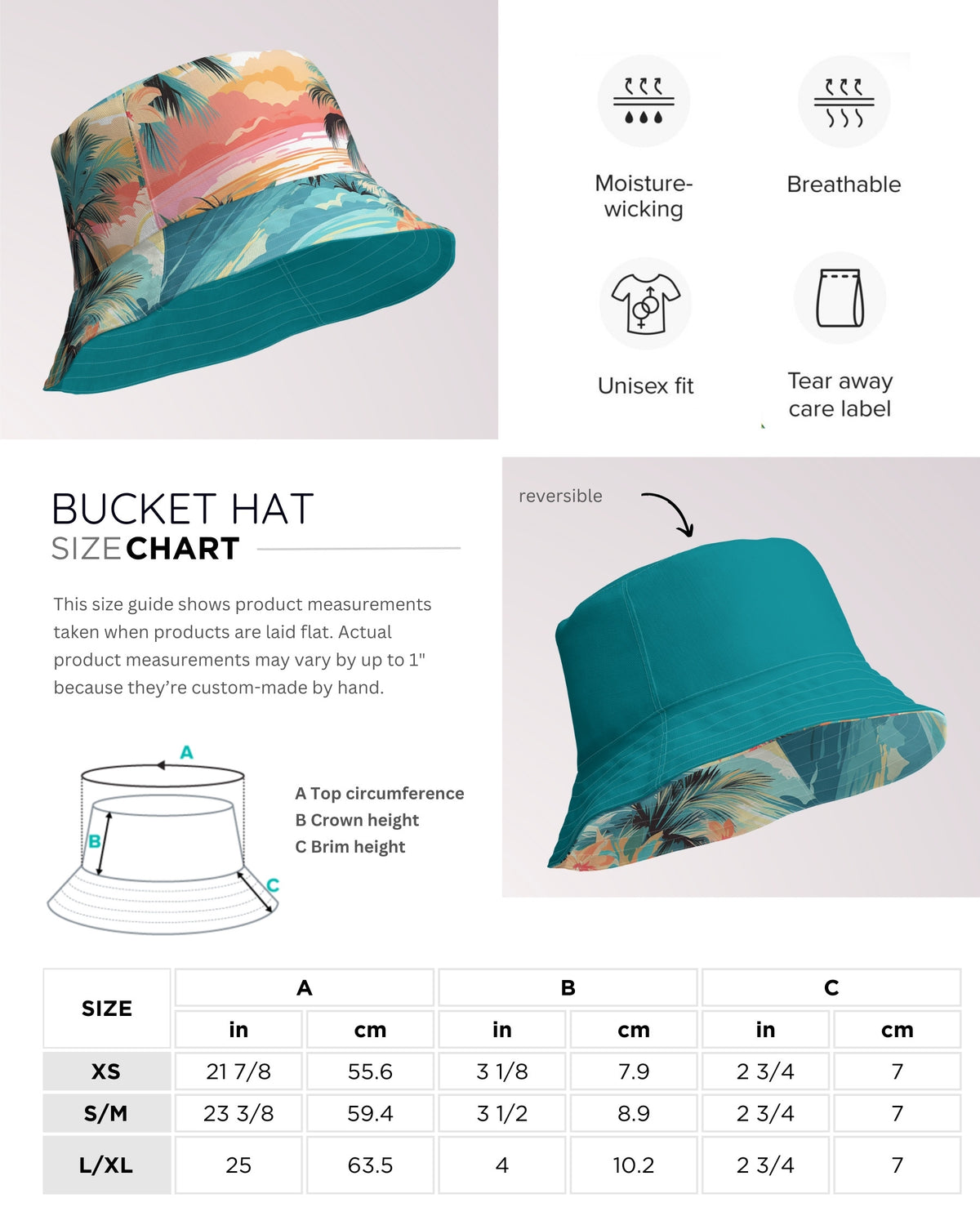 Reversible Bucket Hat - Tropical Beach V