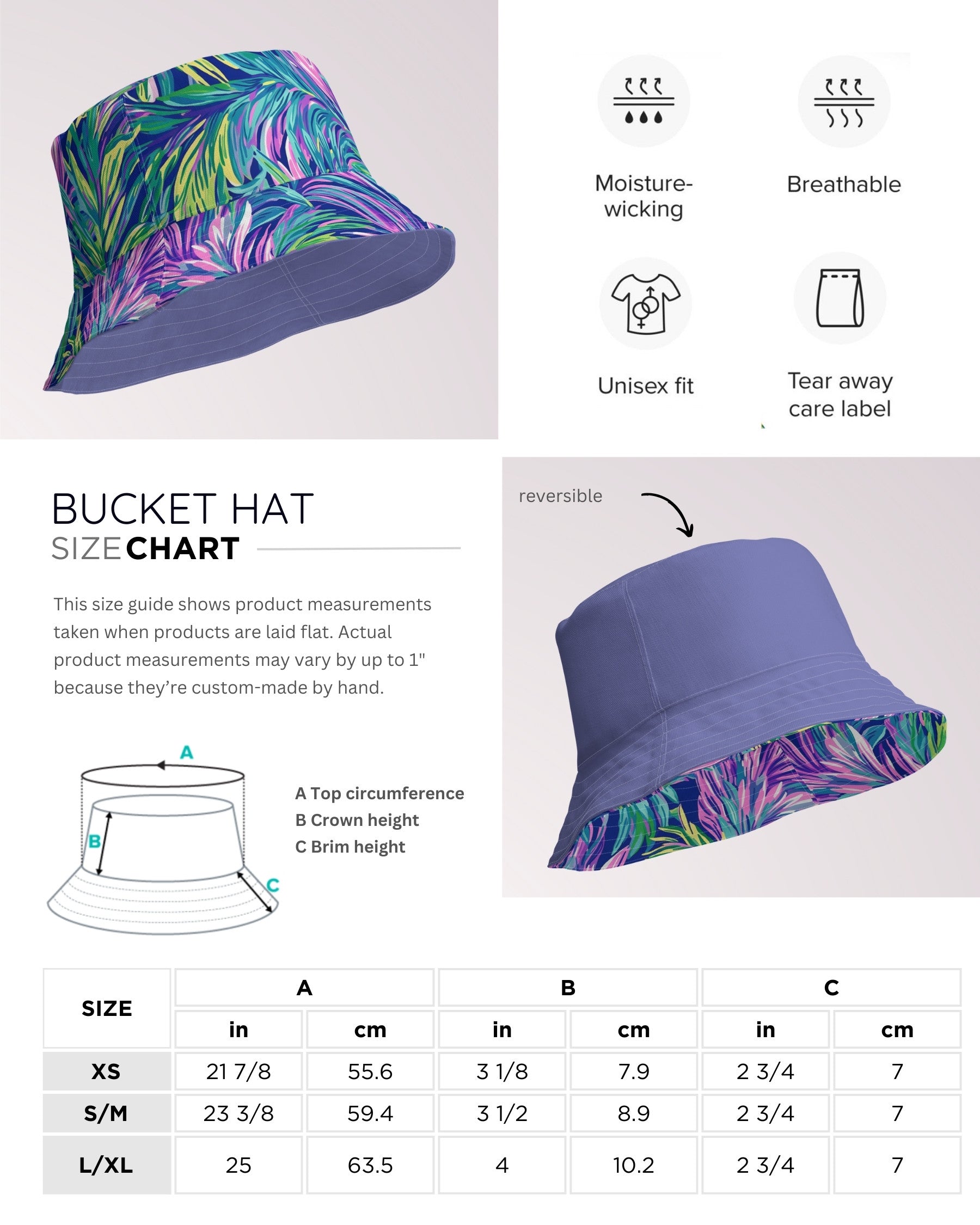 Reversible Bucket Hat - Tropical Palms IV