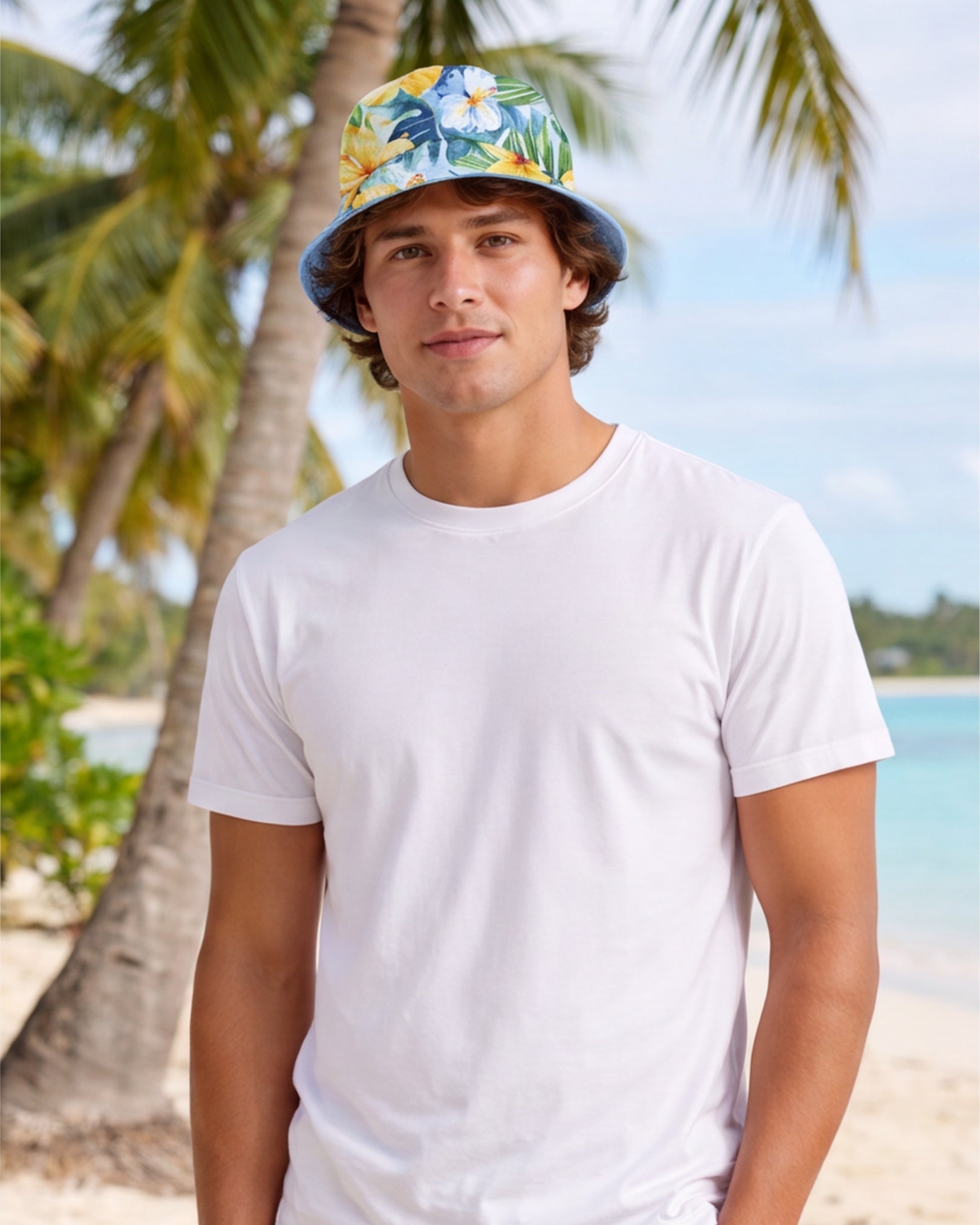 Reversible Bucket Hat - Yellow Hibiscus