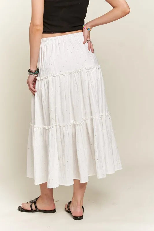 Adora Rhinestone Accent Tiered Skirt.