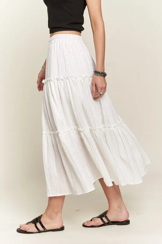 Adora Rhinestone Accent Tiered Skirt.