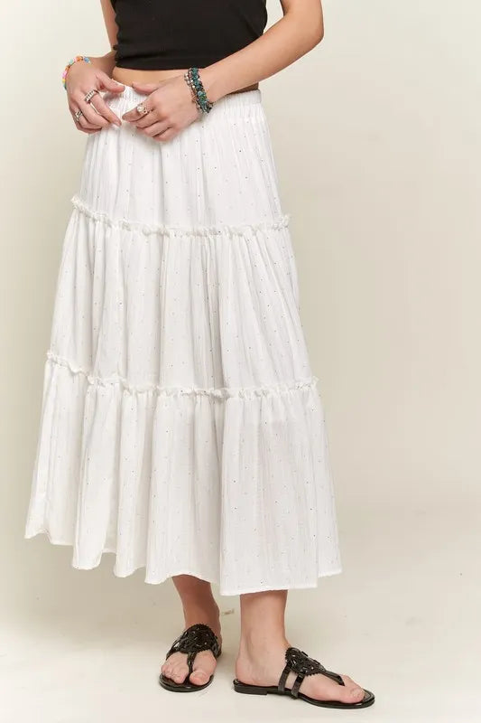 Adora Rhinestone Accent Tiered Skirt.
