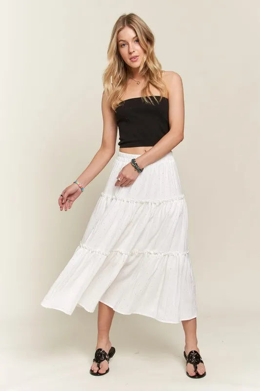 Adora Rhinestone Accent Tiered Skirt.
